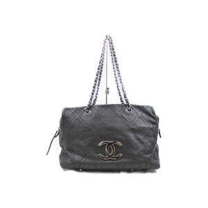 Chanel Grand Shopping Bag Chain Shoulder Calfskin Black Mark Matelasse